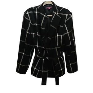 Jessica London Black and White Plaid Peacoat
